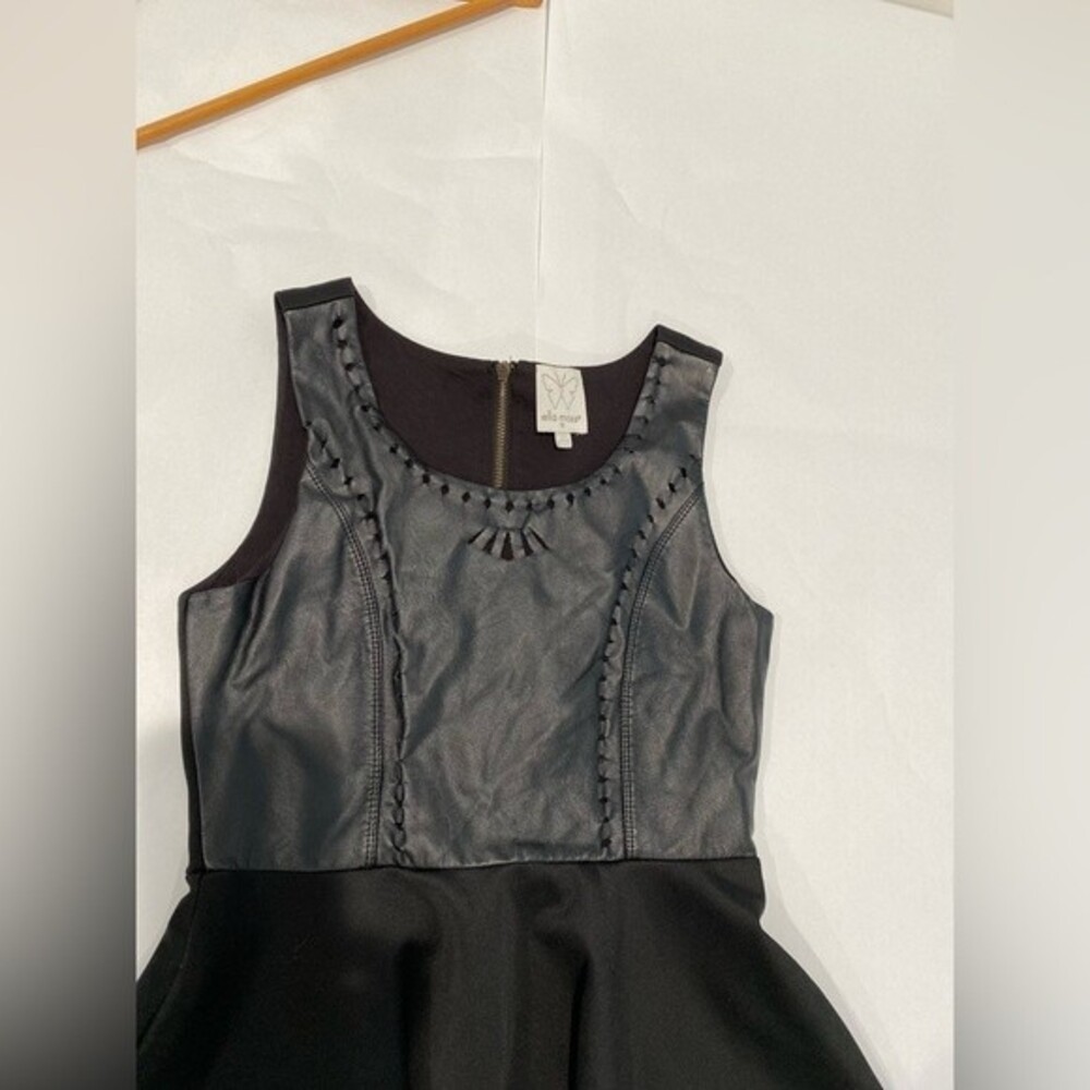 Ella Moss Girls Faux Leather Peplum Black Dress Sz 12 - Picture 6 of 8